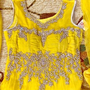 Indian bridal yellow Swarovski crystal churidar